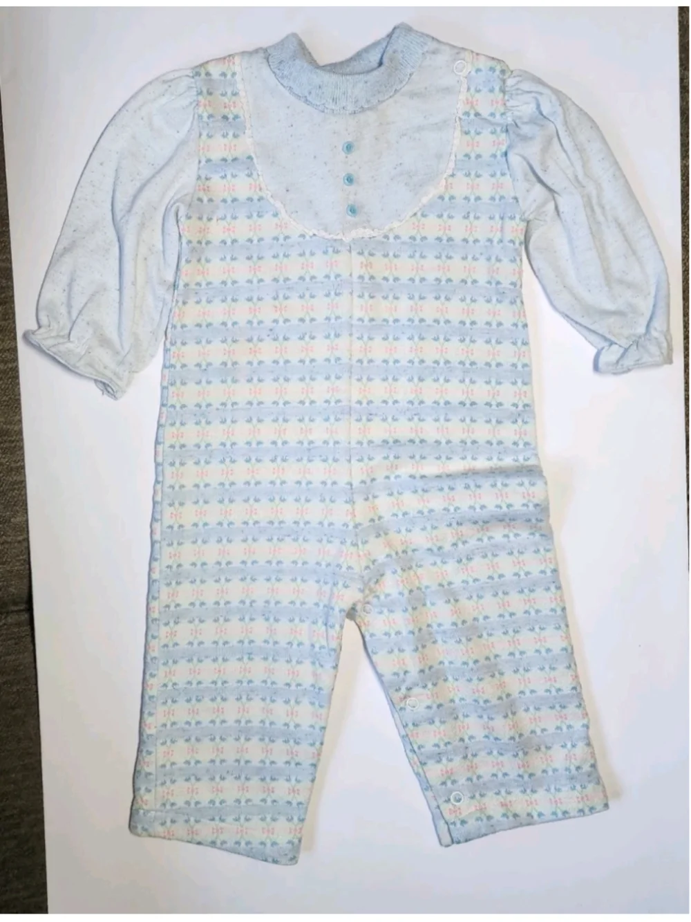 Vintage 70s 80s Health-tex Pointelle Thermal Sleeper One-Piece Sz 18M Made n USA